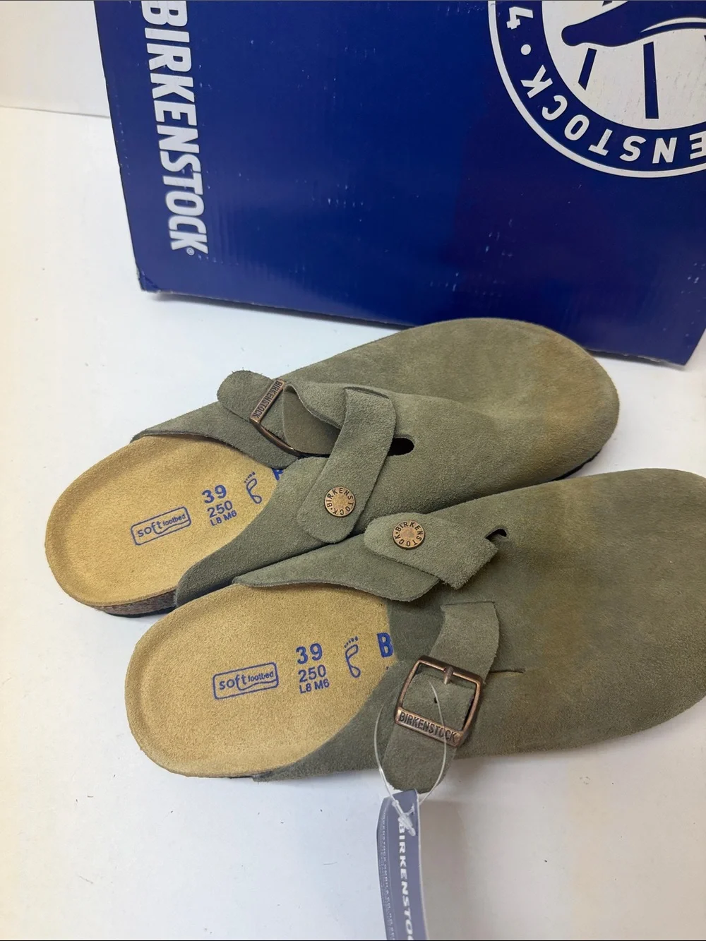 Birkenstock Suede Clog Mules in Taupe